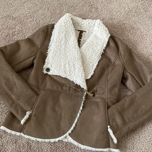 Vegan Suede Coat with Fur-lining